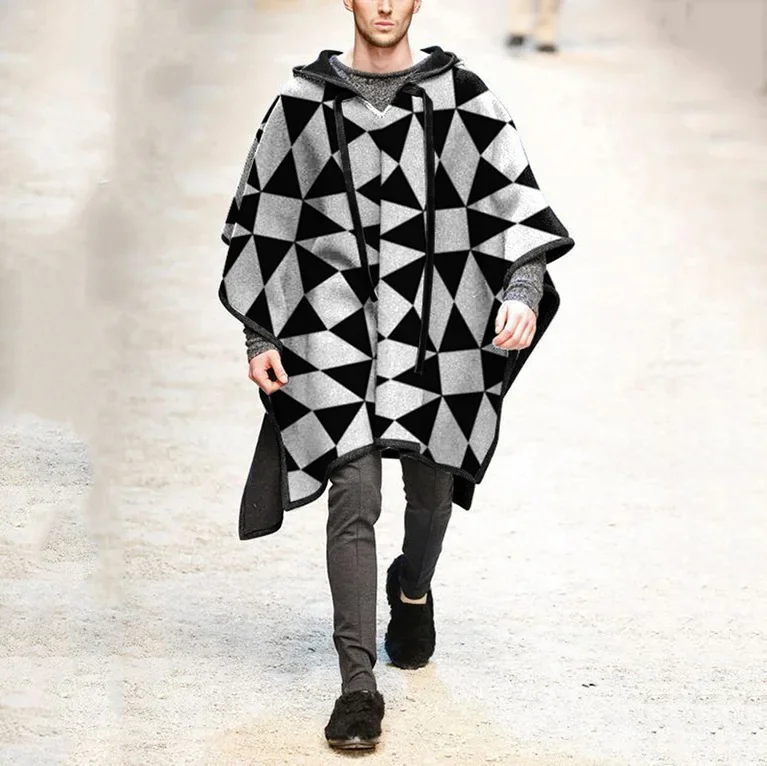 Casaco Masculino Com Capuz - Mistura De Lã Para Inverno ZIWOCH