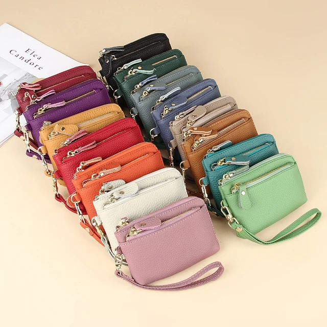 Women'S Short Small Money Purse Wallet Korean Ladies Pu Leather Folding  Coin Card Holder Solid Color Cute Card Case Girl Gifts