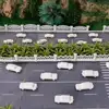1/250-500 Mini simulation plastic  white inverted car bus model DIY puzzle construction sand table material 6
