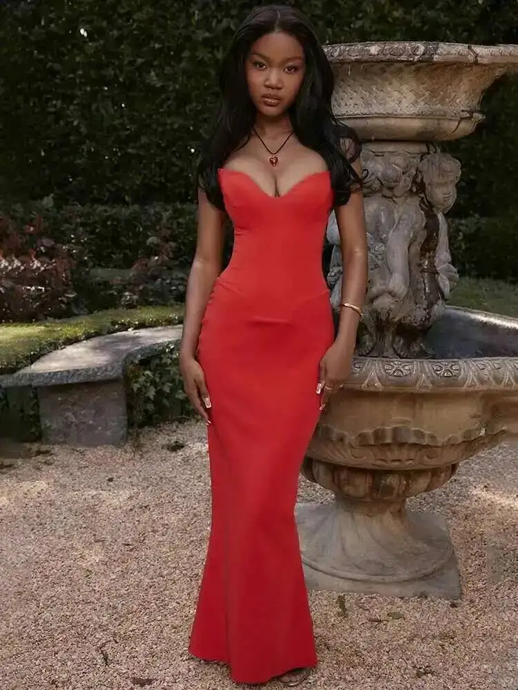 Townlike Slim Bodycon Elegant Mermaid Dress Women Strapless 2024 Spring Summer Nightclub Sexy Party Dress Long Maxi Dresses 3