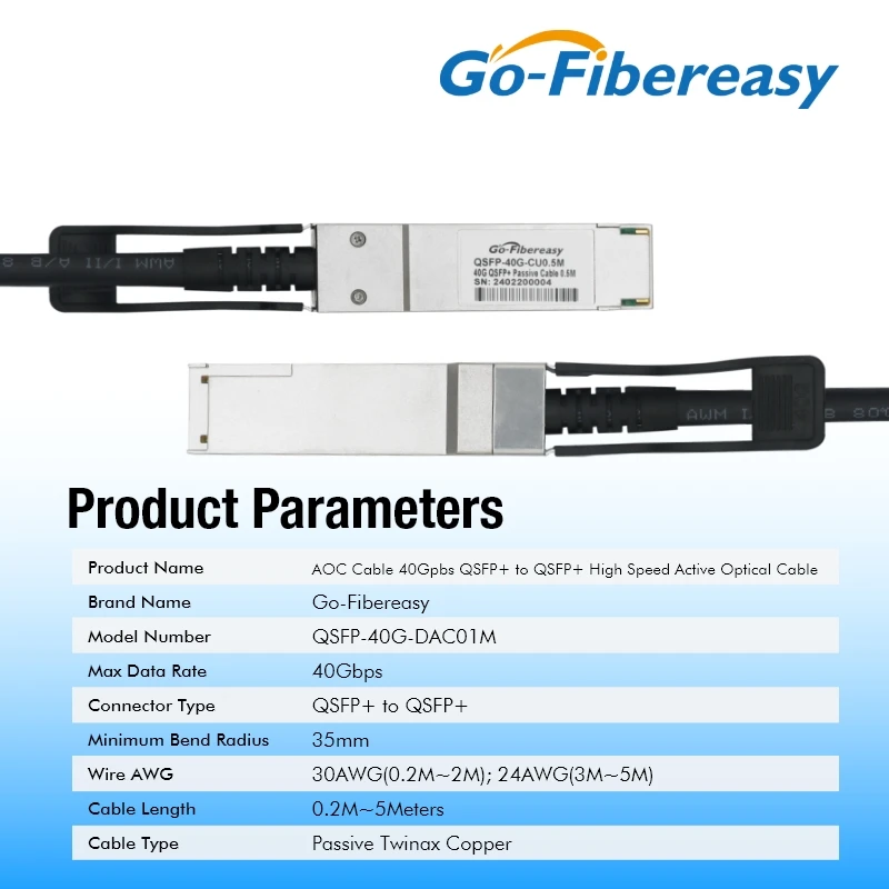 QSFP 40Gb DAC Cable 0.5m,1m,2m,3m,7m 40Gb/s QSFP+ to QSFP+ Passive