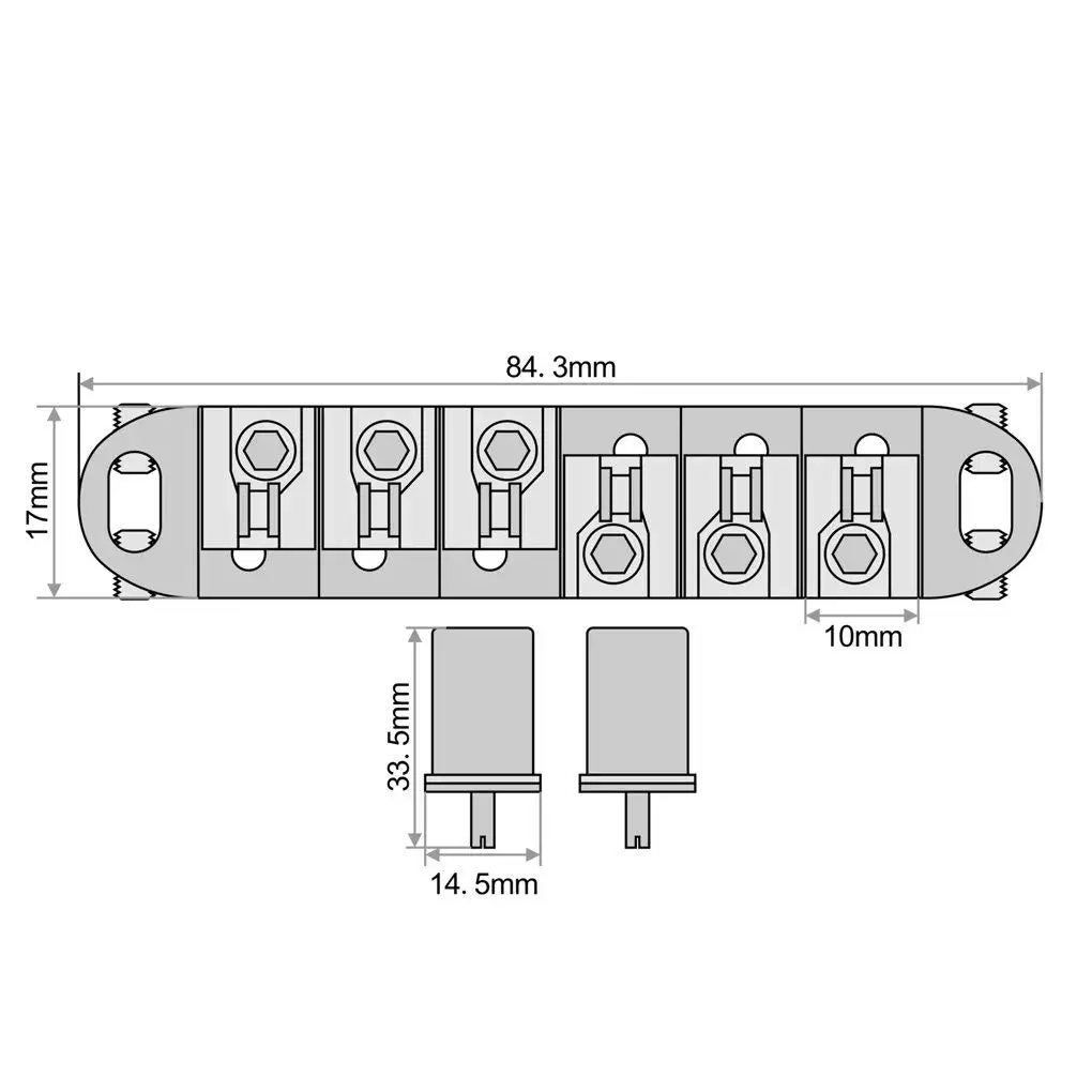 Chrome Metal Plated Roller Saddle Tune-O-Matic Bridge for Les Paul Style Electric Guitar Replacement 6