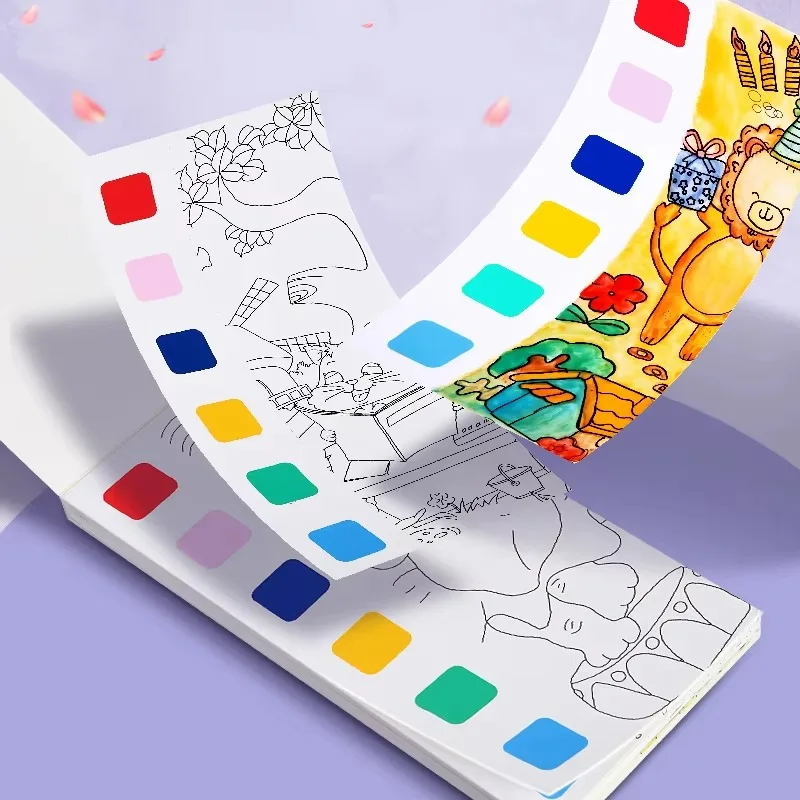 Early Education Watercolor Coloring Book Children's Graffiti Painting with Pigment Tracing Book for Kids Drawing Art Supplies 4