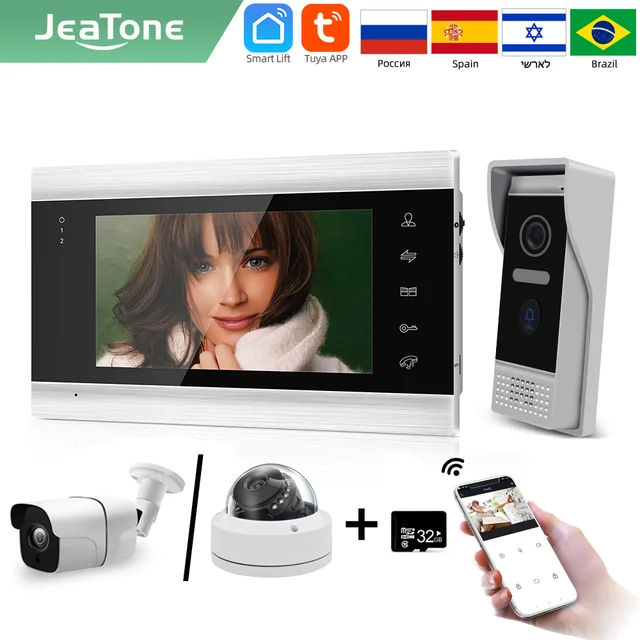 جهاز Jetone New1080P Tuy الذكي phone7 واي فاي لاسلكي فيديو إنتركوم للمنزل مراقبة داخلية جرس الباب مع نظام الكاميرا في الهواء الطلق|Video Intercom|  