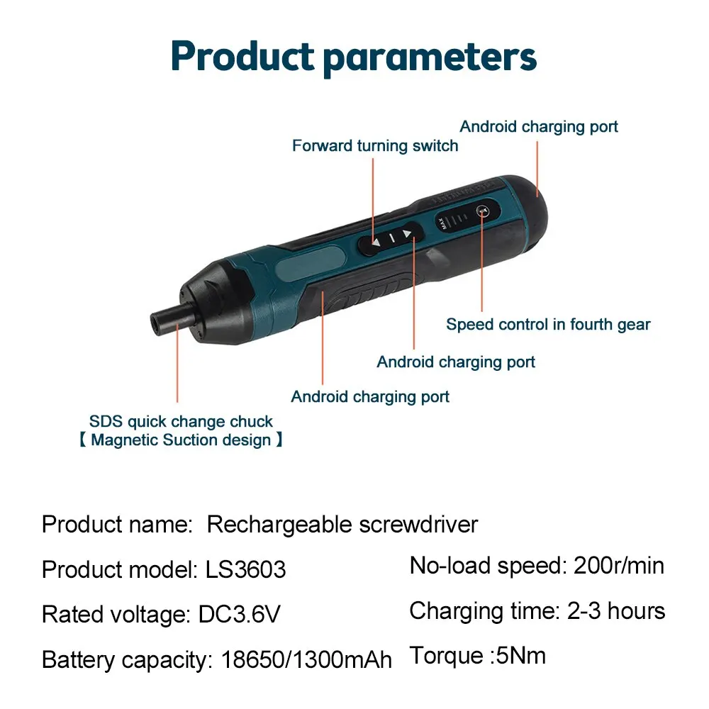 Mini Cordless Electric Screwdriver Rechargeable 1300mah Adjustment Power Drill Multi-function Disassembly Torque Repair Tools 5