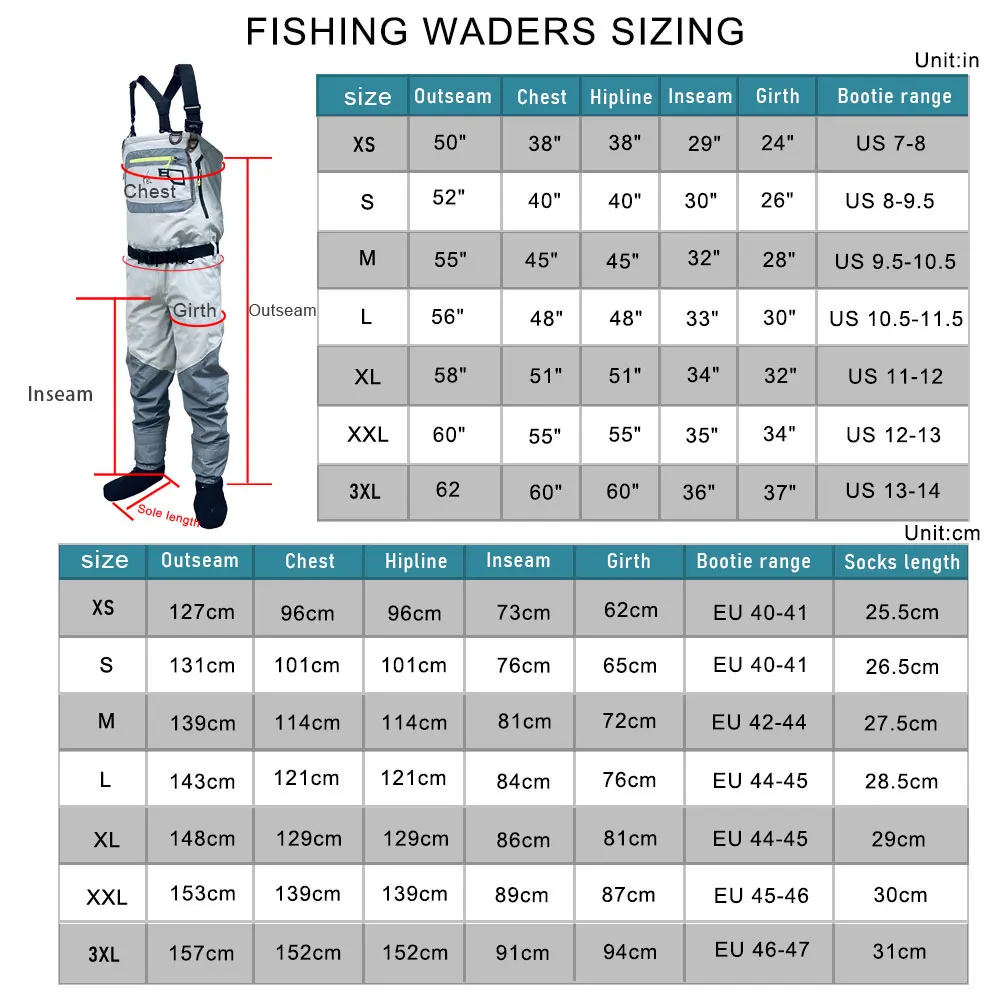 Men's Ultralight Convertible Waders Waterproof Breathable Chest Waist Stockingfoot Wading Pants Clothing for Fly Fishing Hunting