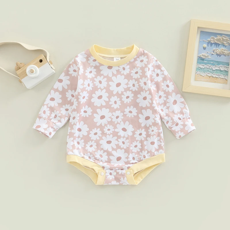 Baby Girls Romper Spring Autumn Infant Newborn Long Sleeve Girls Floral Print Jumpsuit Baby Cotton Clothes Outfits 3-18 Months