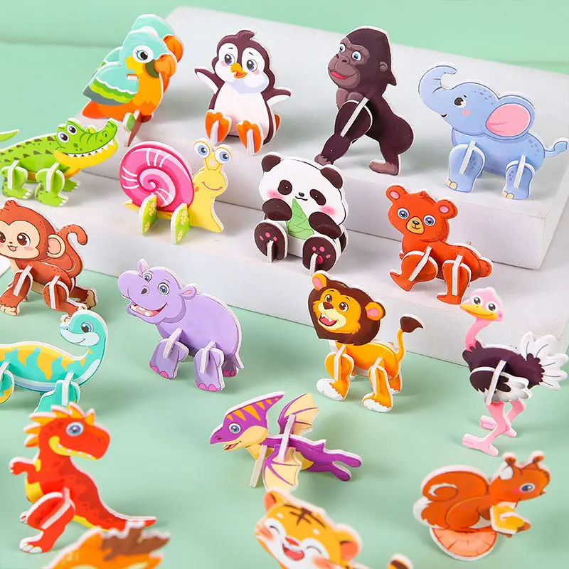 

10Pcs Cute 3D Three-dimensional Jigsaw Puzzle 30 Styles Mini Jigsaw Puzzle Animal Insect Sea Paper Puzzle Early Education Toys