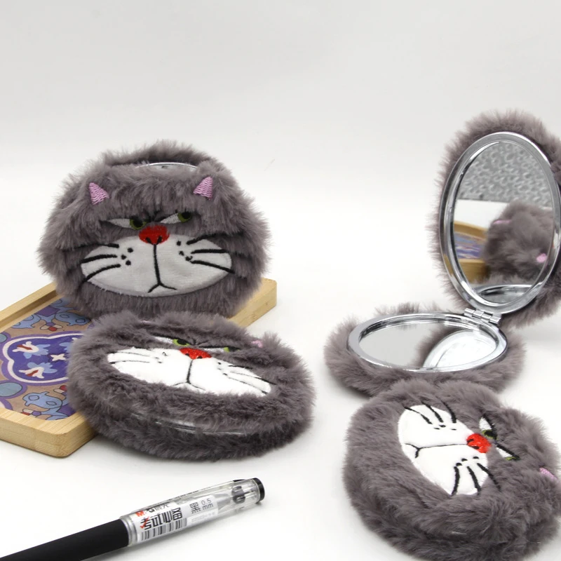 

Кавайное аниме милый кот плюшевое зеркало креативное маленькое изысканное плюшевое двустороннее складное портативное зеркало для макияжа подарок для девочек