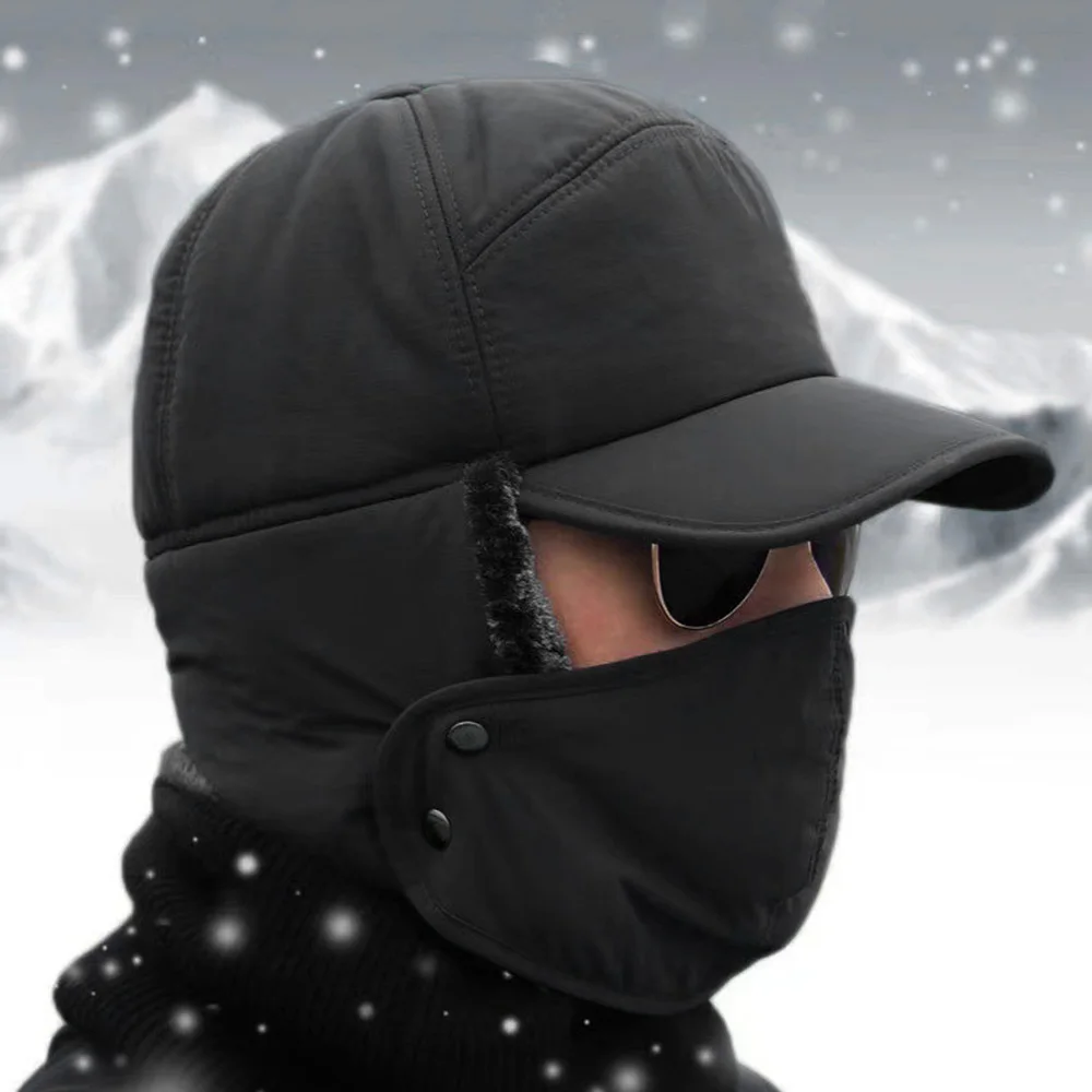 Winter Hat Men Women Faux Fur Bomber Hat Ear Flap Cap Outdoor Fishing Skiing