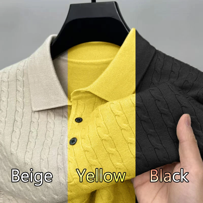 Animal Game 3 Pack Men's Knitted Pullover T-shirts Cable Button Polo Sweaters V-neck Long Sleeve Outdoor Business Polo Shirts