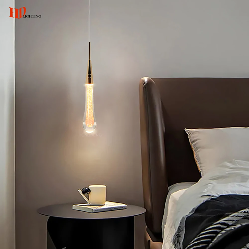 

Crystal Led Pendant Lights Bedroom Dining Room bar tear drop Chandelier Stair lamp interior decoration Hanging lamps