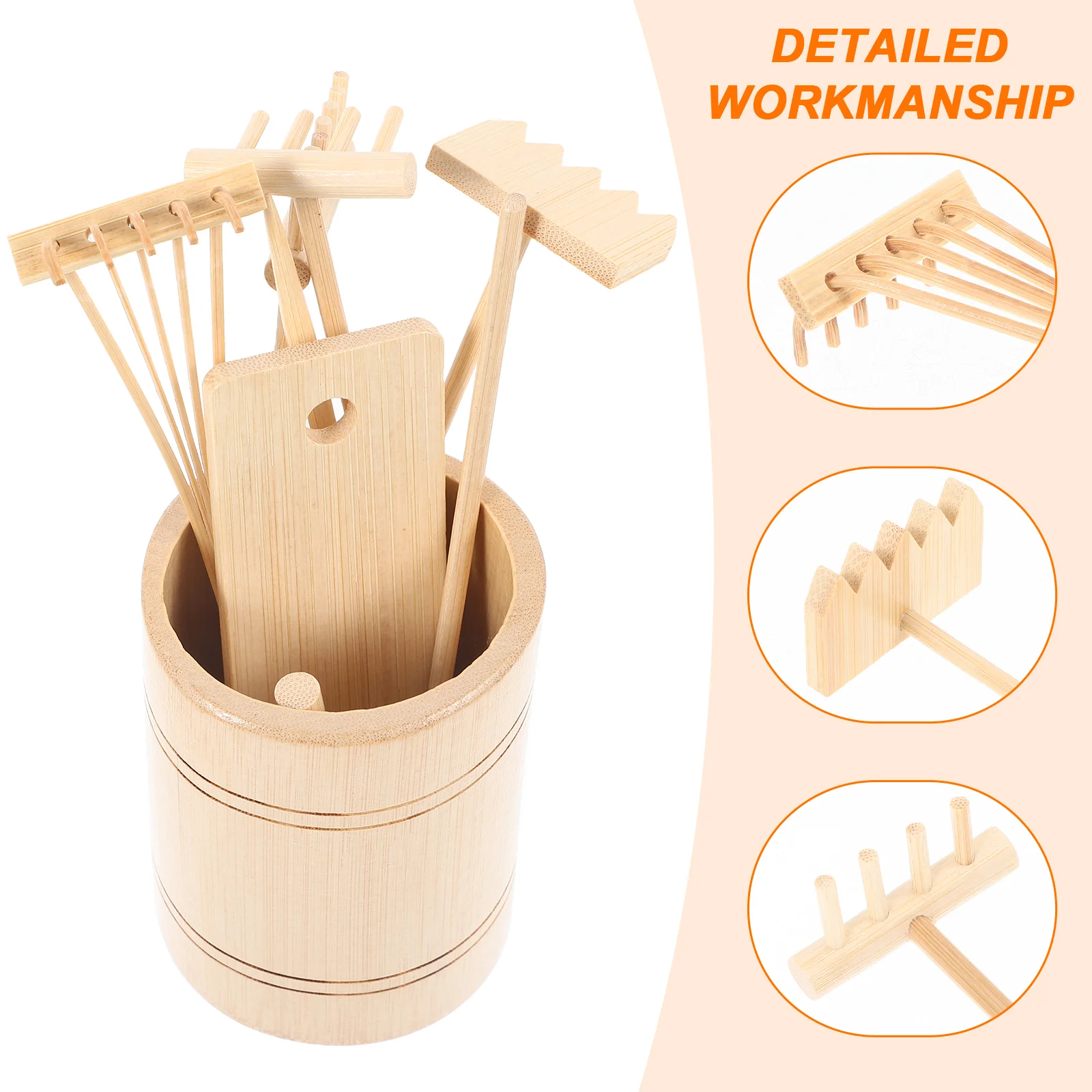 Zen Tool Set Sand Tools Garden Accessories Rake Miniature for Sandbox Decoration 2