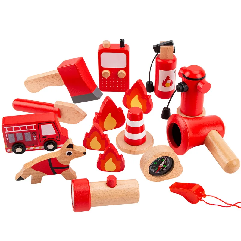 Children Simulation Firefighter Tools Firefighter Costume for Kids Boys Role-playing Halloween Party Pretend Play Dress up Set