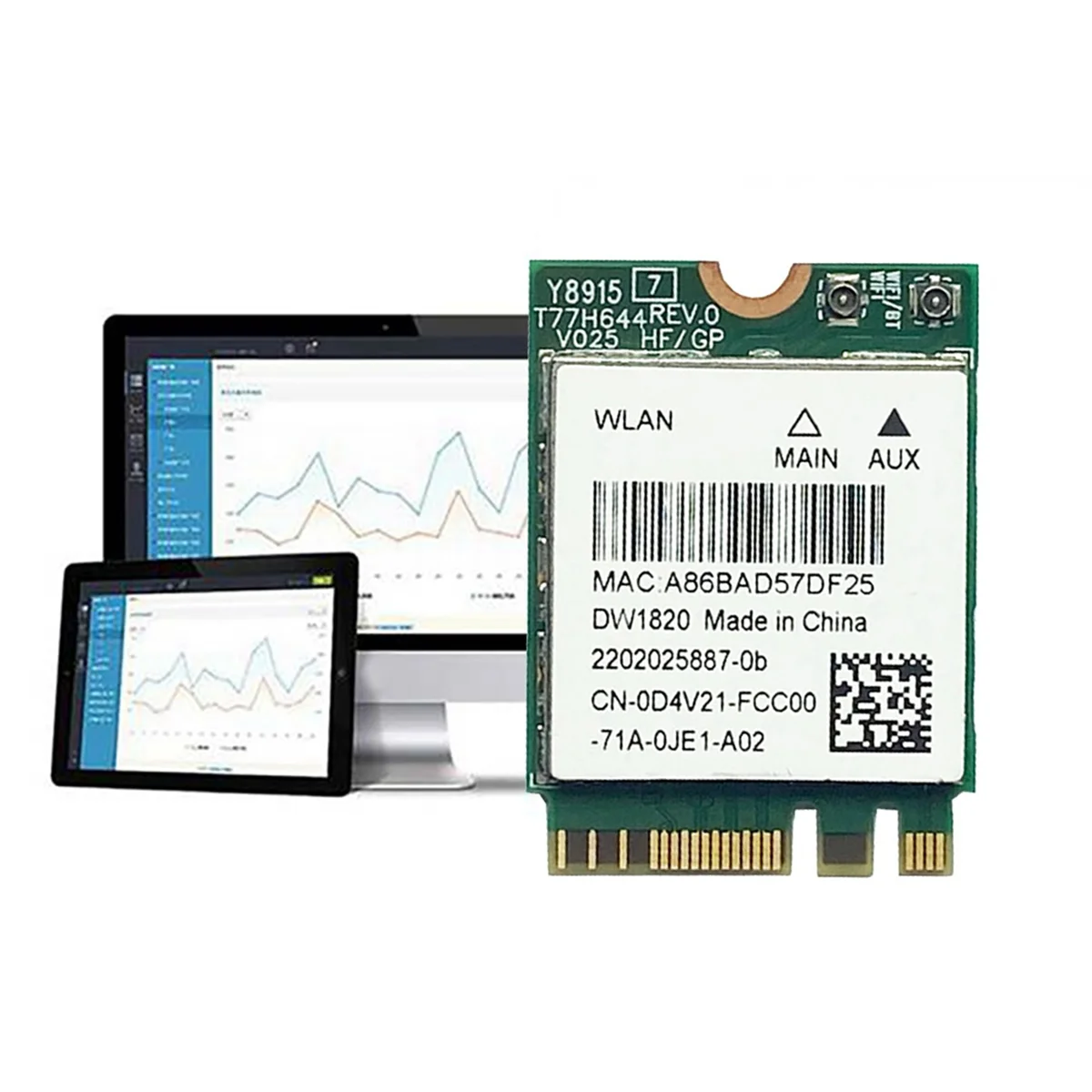 

3X DW1820 QCNFA344A Wireless Network Card 2.4G+5G Dual-Band Gigabit Bluetooth 4.1 NGFF Network Card Supports 802.11AC