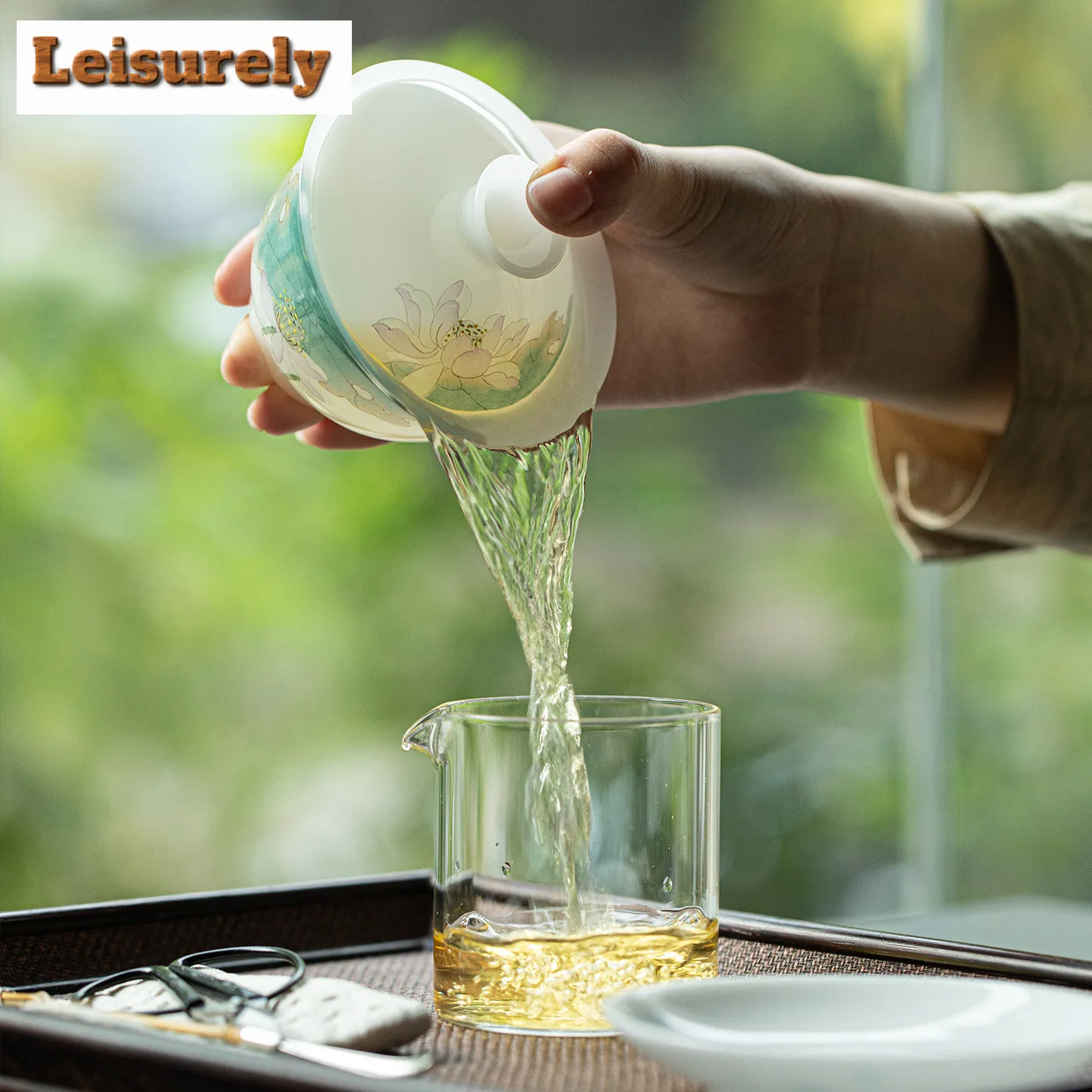 Jade Mud Hand Painted Lotus Gaiwan Retro Tea Tureen Household Tea Bowl With Lid Kit Tea Making Cover Bowl Teaware Collection