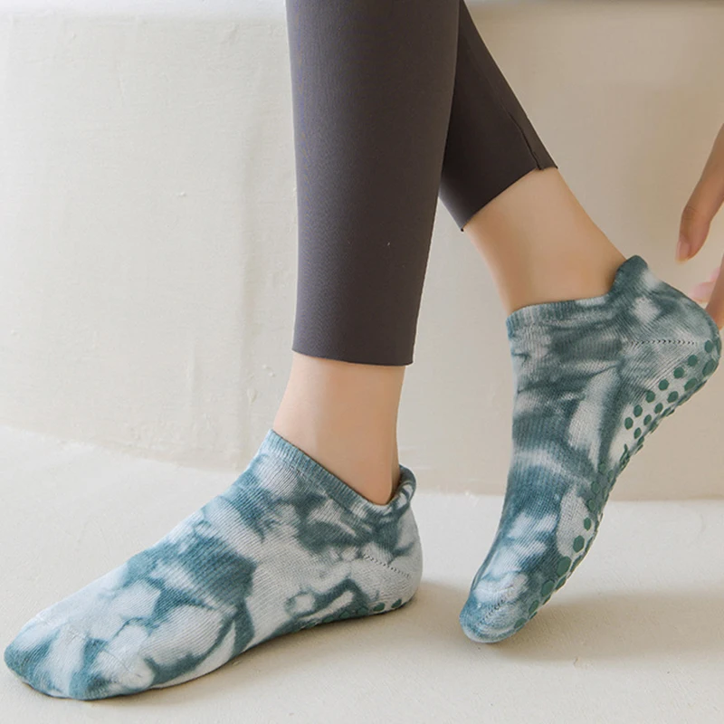 Yoga Socks Women Cotton Tie-dyed Silicone Non-slip Pilates Grip Towel Low-ankle Sock yoga socks