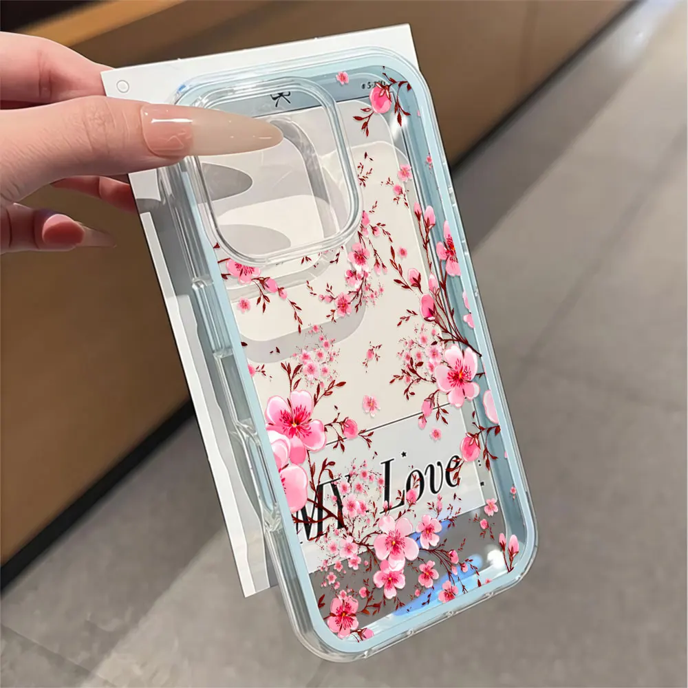 Durable Cute Peach Blossom Clear Phone Case Cover