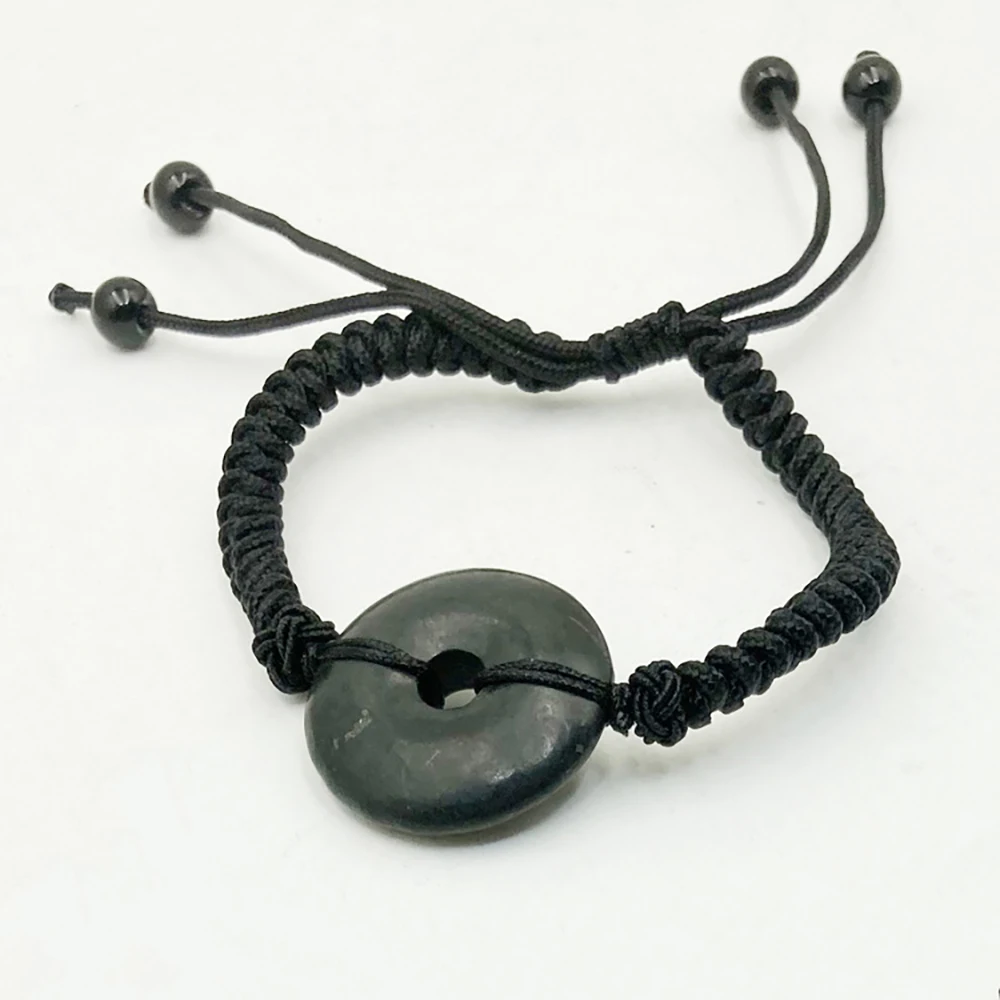 

CHENYISHI 50%-70% Carbon Shungite Natural Carving Donut Peace Buckle Bracelet For Healing Energy