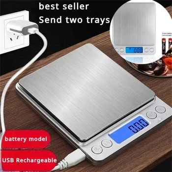 Digital Kitchen Scale Mini Pocket Stainless Steel Precision Jewelry Electronic Balance Weight Gold Gram 0.1/3000g Weigh Scales 1