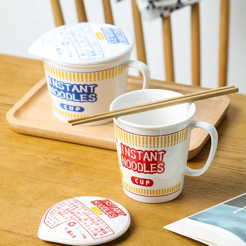 Creative Ceramic Noodle & Soup Bowl with Lid Bento Set