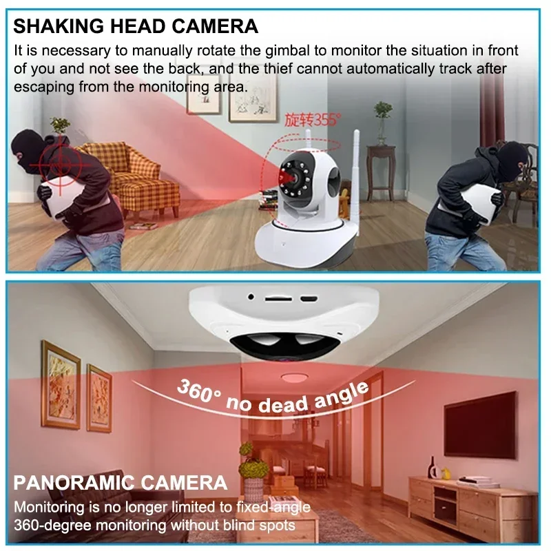 360 Degree Wifi Panoramic Cameras 1080P Security Protection Fisheye IP 3MP Smart Home Night Vision CCTV Surveillance Cameras 4