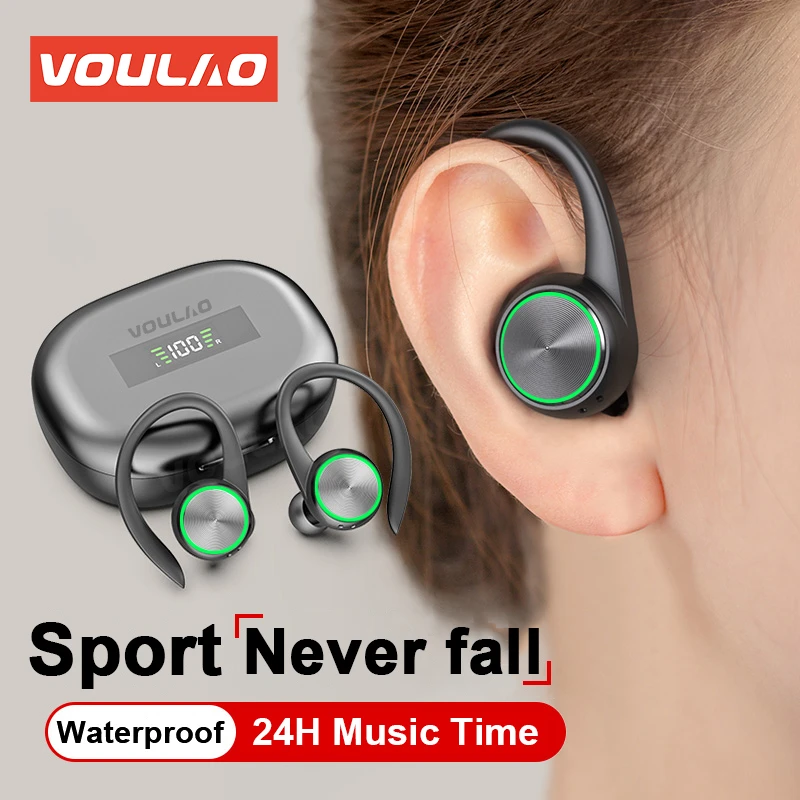 VOULAO Wireless Headphones TWS Sports Bluetooth Earphones HiFi Stereo
