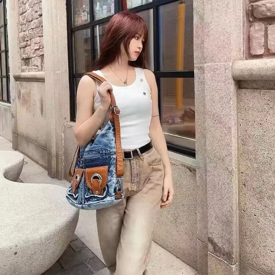 Motorcycle Cowboy Women's Design Sense Student Leisure Backpack Retro Crossbody Bag_voghion.com