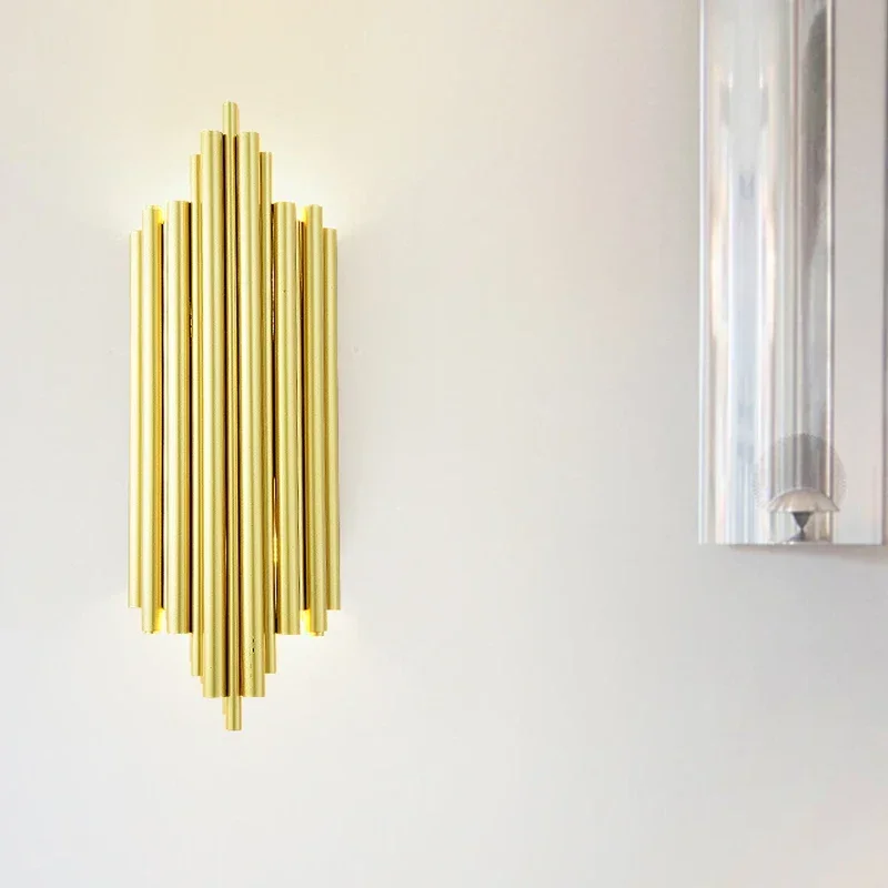 

Tubular Wall Lamp Modern Luxury Gold Art Sconces Decor for Home Living Room Bedroom Bathroom Loft Industrial Mirror Lights LED