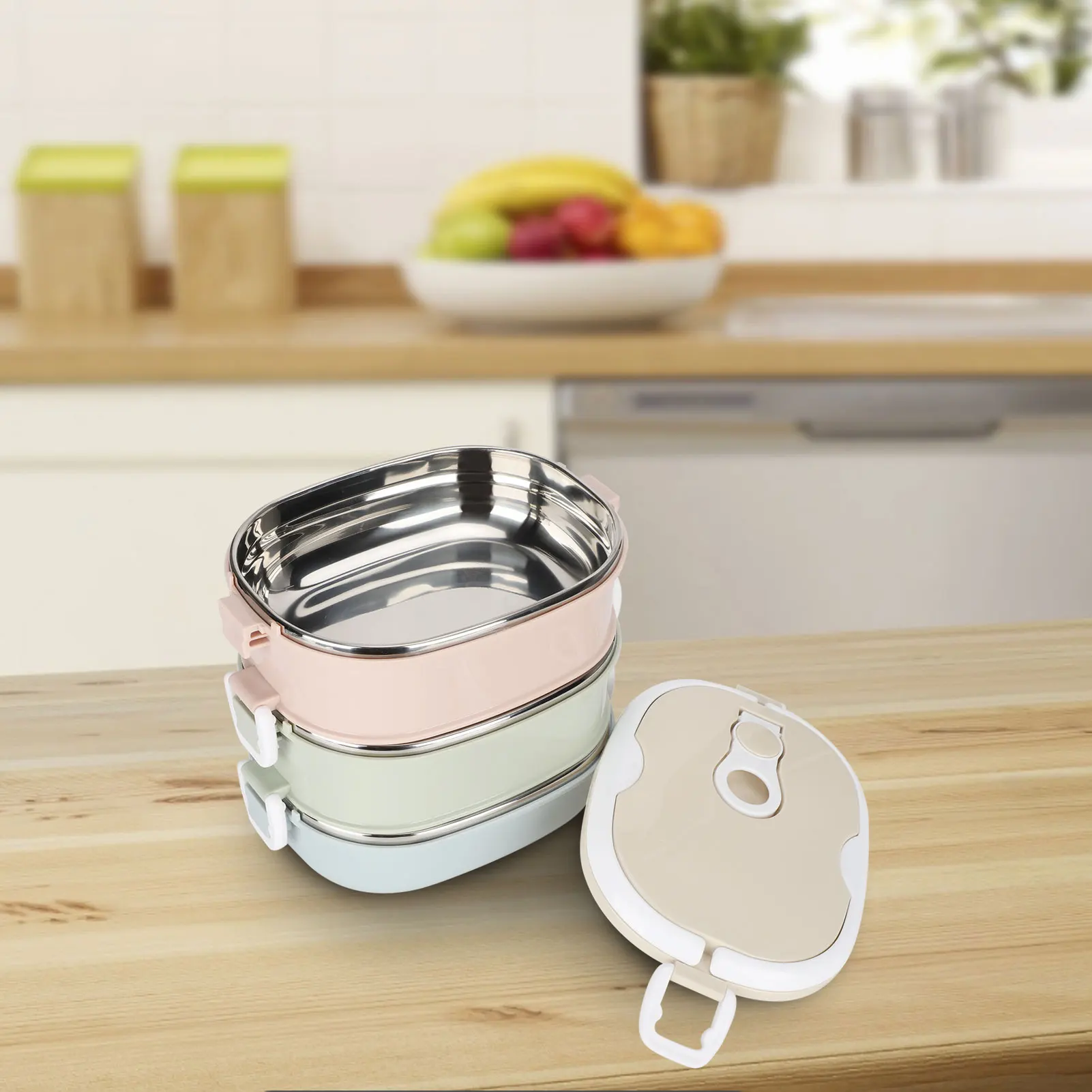 Lunch Box Lunch Box Portable Stainless Steel Food Container for Student Children Work Kitchen Utensils Stainless Steel Lunch Box - 2