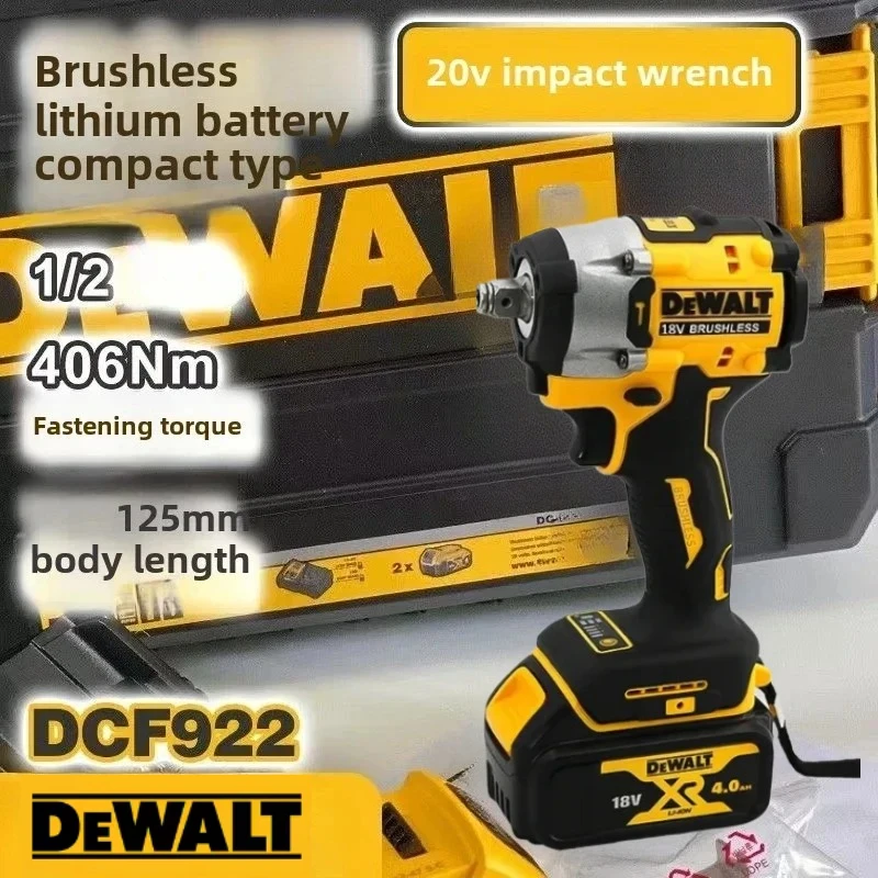 디월트 DCF922 브러시리스 전동 임팩트 렌치, 610N. M 고토크 무선 전동 렌치 20V 충전식 공구