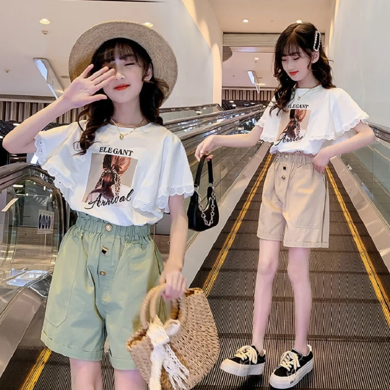 

Girls Clothing Sets Summer Outfits Tops+Shorts 2Pcs Baby Suits Children's clothes