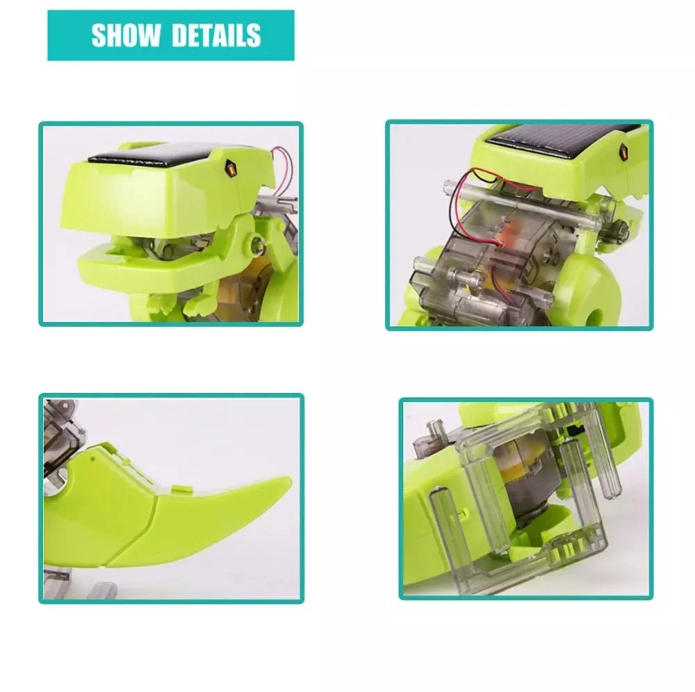 DIY three-in-one solar dinosaur robot rig deformation board power supply children's toy gift solar robot kit