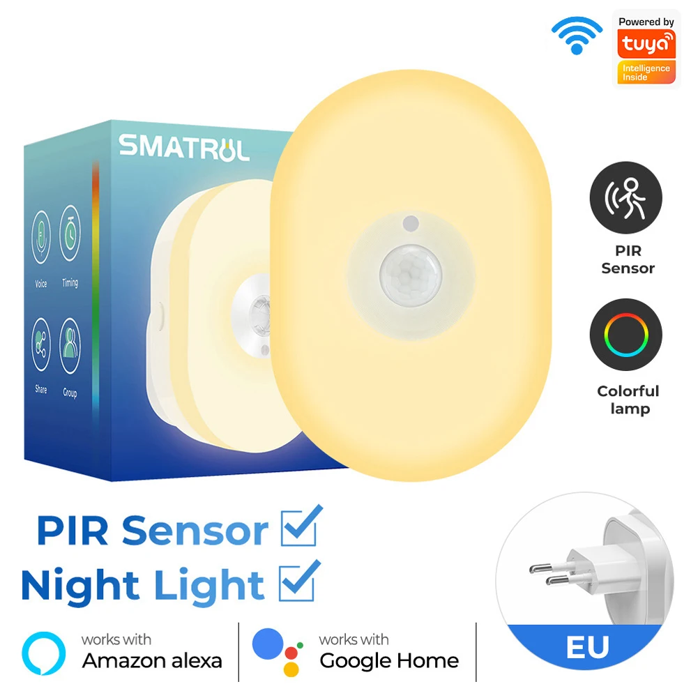 

Dual Mode Motion Sensor Night Light Wifi Connectivity Adjustable Color and Brightness Family Safety Assurance
