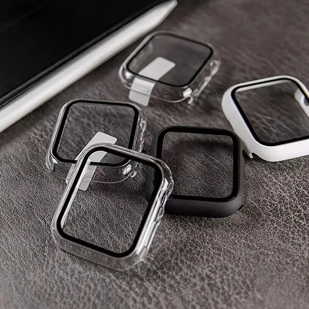 2 Pack Tempered Glass PC Bumper iWatch Screen Protector Case