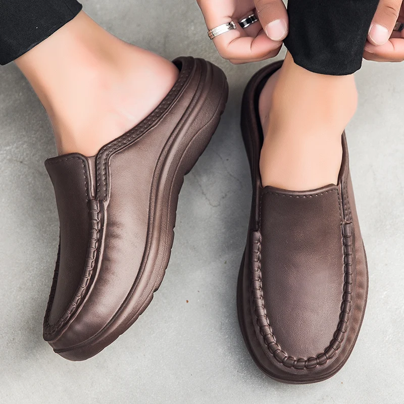Men chef shoes casual loafers waterproof and oil-proof kitchen work slip-on men shoes outdoor non-slip beach slippers large size — view 3