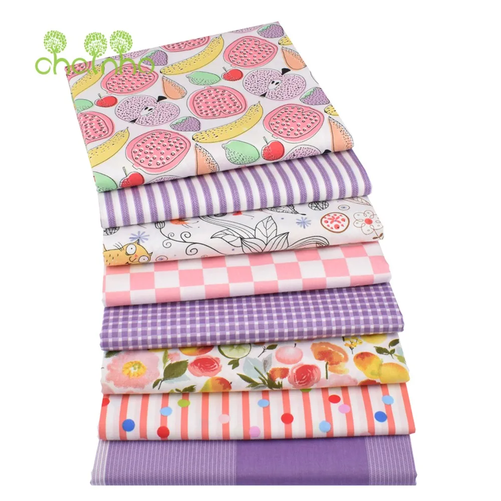 Chainho,Printed Twill Weave Cotton Fabric,DIY Sewing Quilting Material,Patchwork Cloth,8 Designs Cartoon Series,2 Sizes,15C380