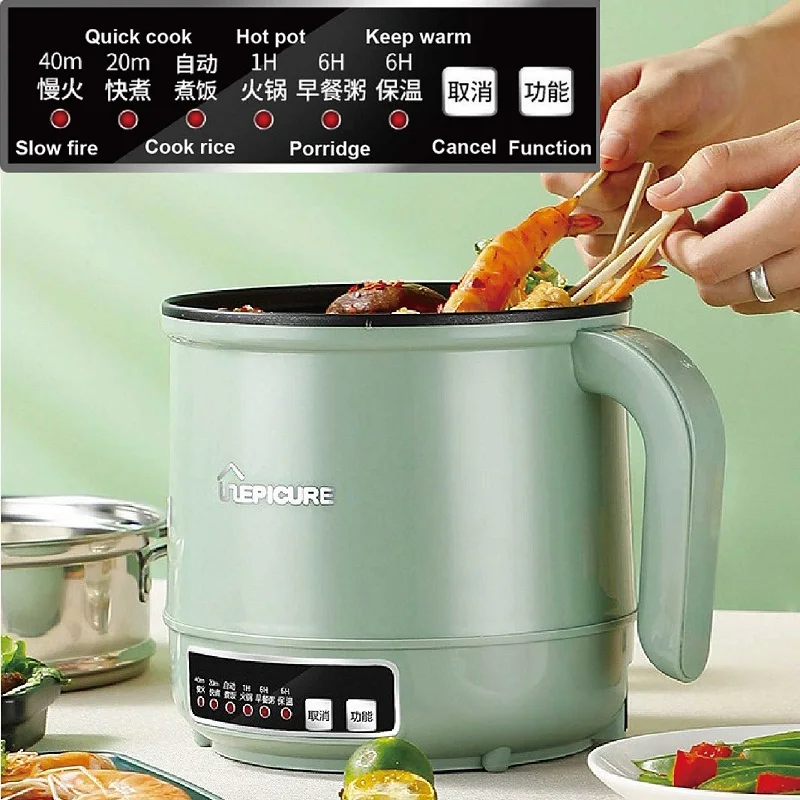 110V/220V Home Multifunctional Pot Electric Cook Pot Smart Non-stick Rice Cooker Mini Electric Hot Pot Kitchen Appliance 1.7L 4