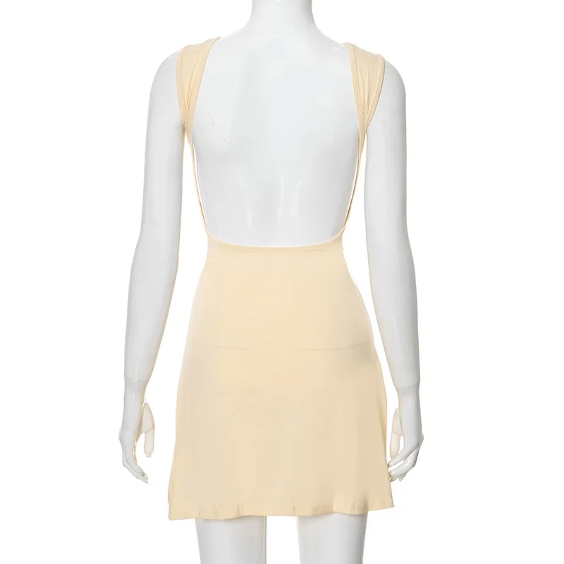 2026 Summer Women Sexy Sleeveless Party Backless Evening Dress Streetwear O-neck Mini Dresses Slim Fit Elegant Dress