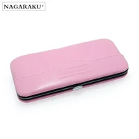 NAGARAKU Eyelashes Tweezers Storage Professional Eyelash Extension Tweezers Case Makeup Tools PU Leather Pink Red Color 1