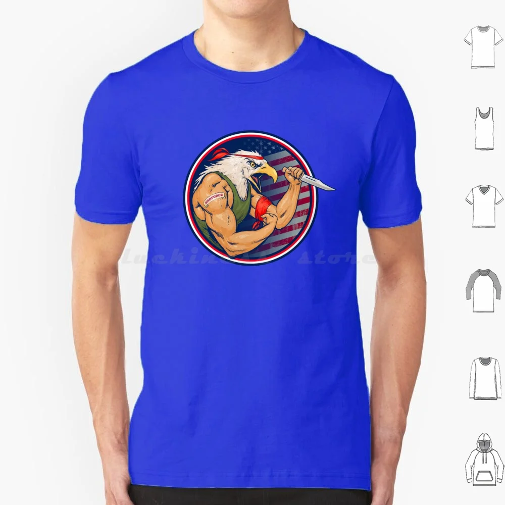 Eaglebro T Shirt Big Size 100% Cotone Broforce Eagle Bro Force Action Hero America Usa 80S Videogioco Extreme Intense Video