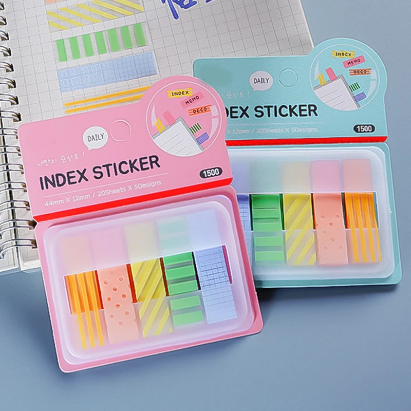 

100pcs/pack PET Waterproof Planner Stickers Index Sticker Bookmark Stationery Sticky Notes Office Student School Supplies