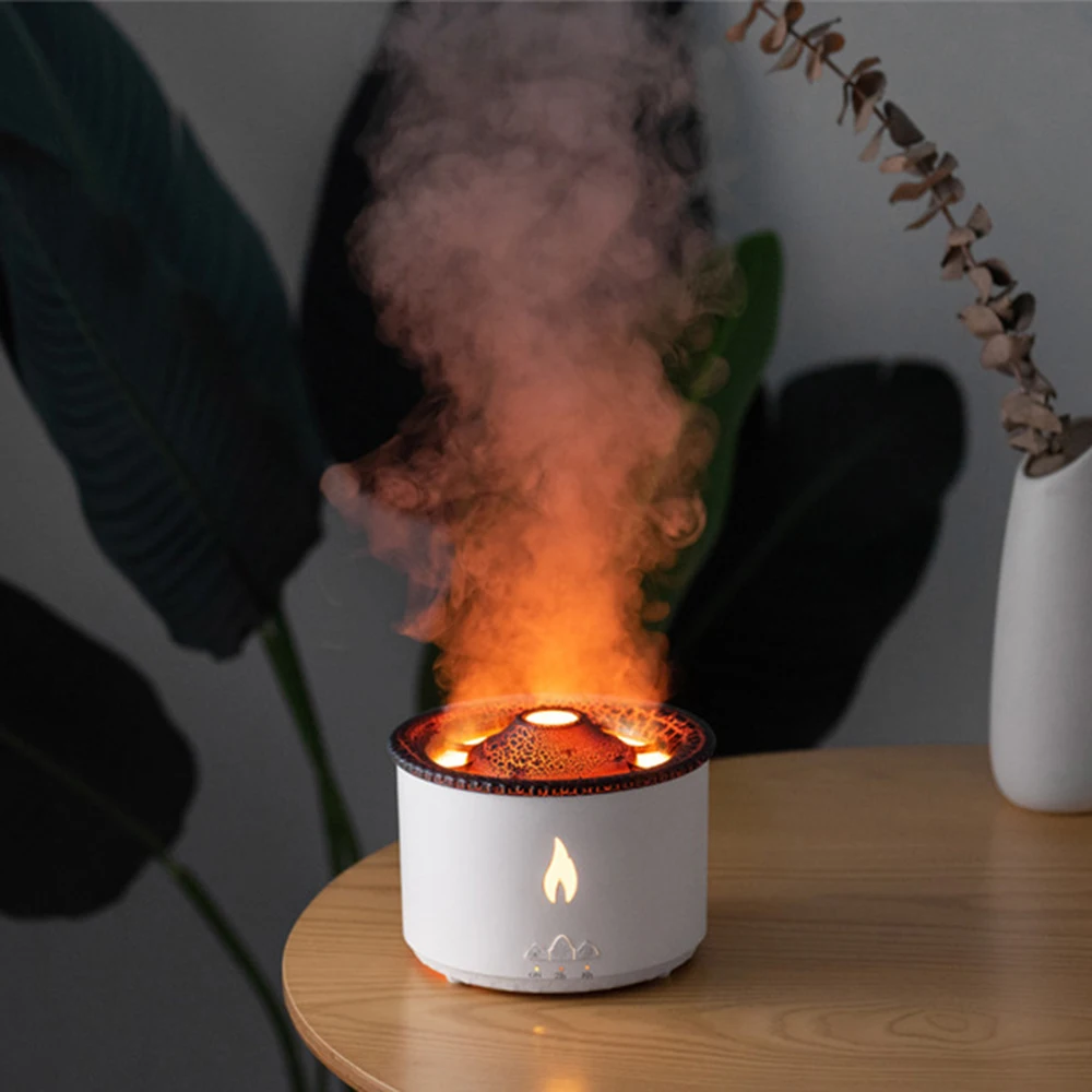 ReupVolcanicFlameAromaDiffuserEssentialOil360mlUsbPortableHumidifierWithSmokeRing