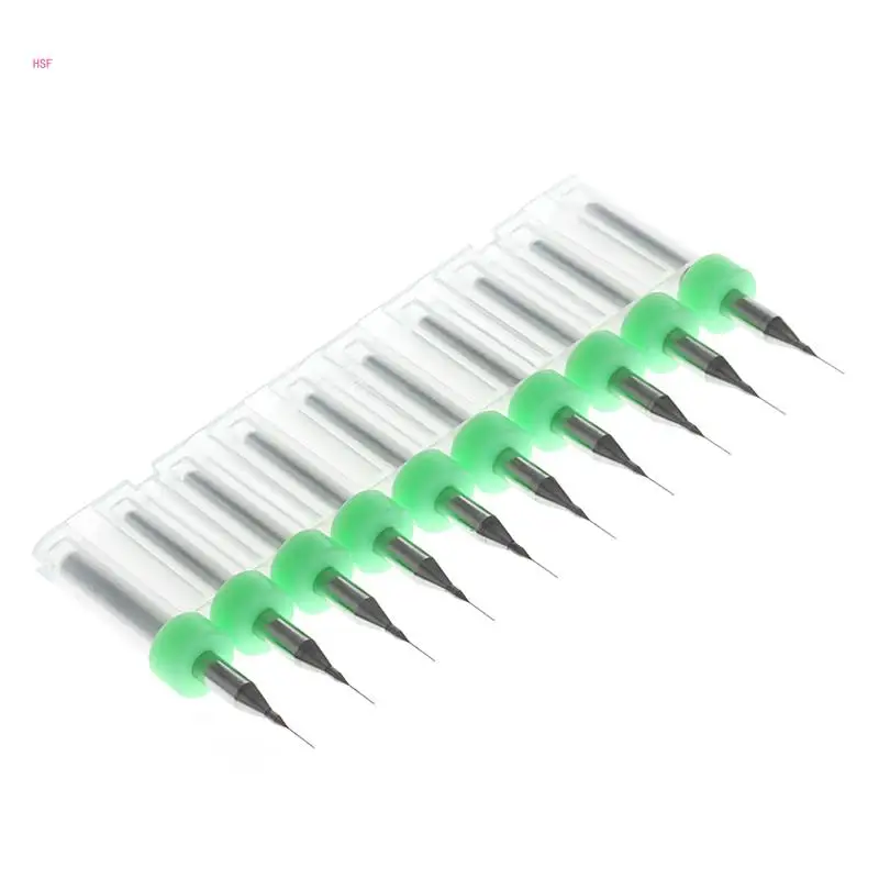 

New 10Pc 0.2mm Tip 1/8" Shank Spiral Flute Tungsten Carbide Micro PCB Drill Bits