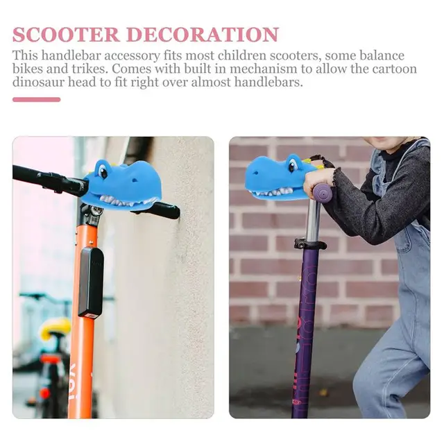 Children Kids Scooter Balance Bike Handlebar Decorative Dinosaurs Head Toy Balance Bike Decorative Gifts for Toddlers Kids Girl 4
