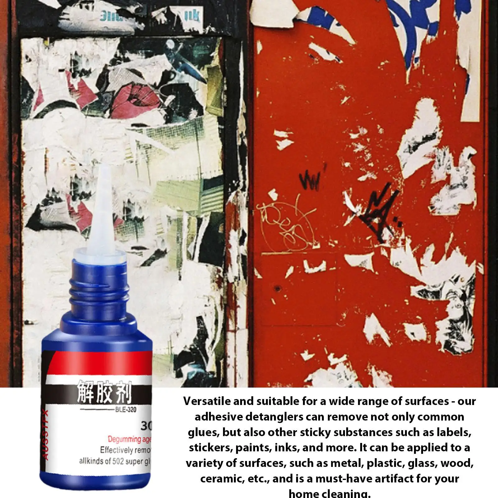 Degumming Agent Super Glue Remover Degumming Agent 30g Multipurpose Adhesive Superglue Remover Cleaner Erase Adhesive for Uv