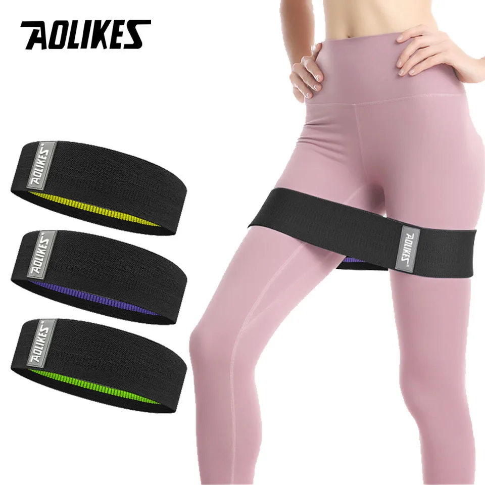 

AOLIKES Hip Fitness Resistance Bands Exercise Workout Set Fabric Loop Yoga Booty Bands 3-Piece For Leg Thigh Butt Squat Glute