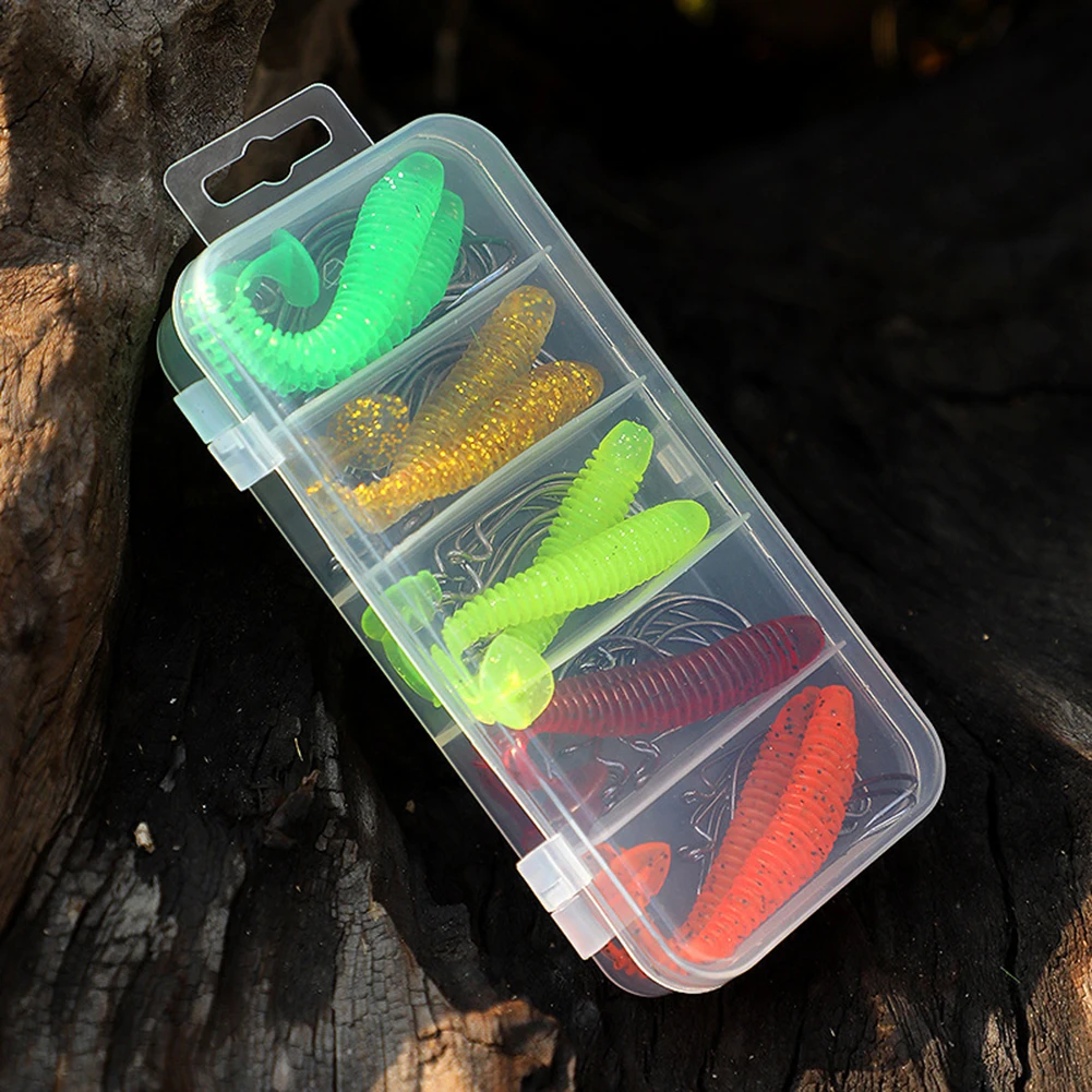 

High Quality Soft Bait Road Sub Bait 61 Pieces Durable Fishing Accessories Outdoor Sport Practical Threaded T-tail