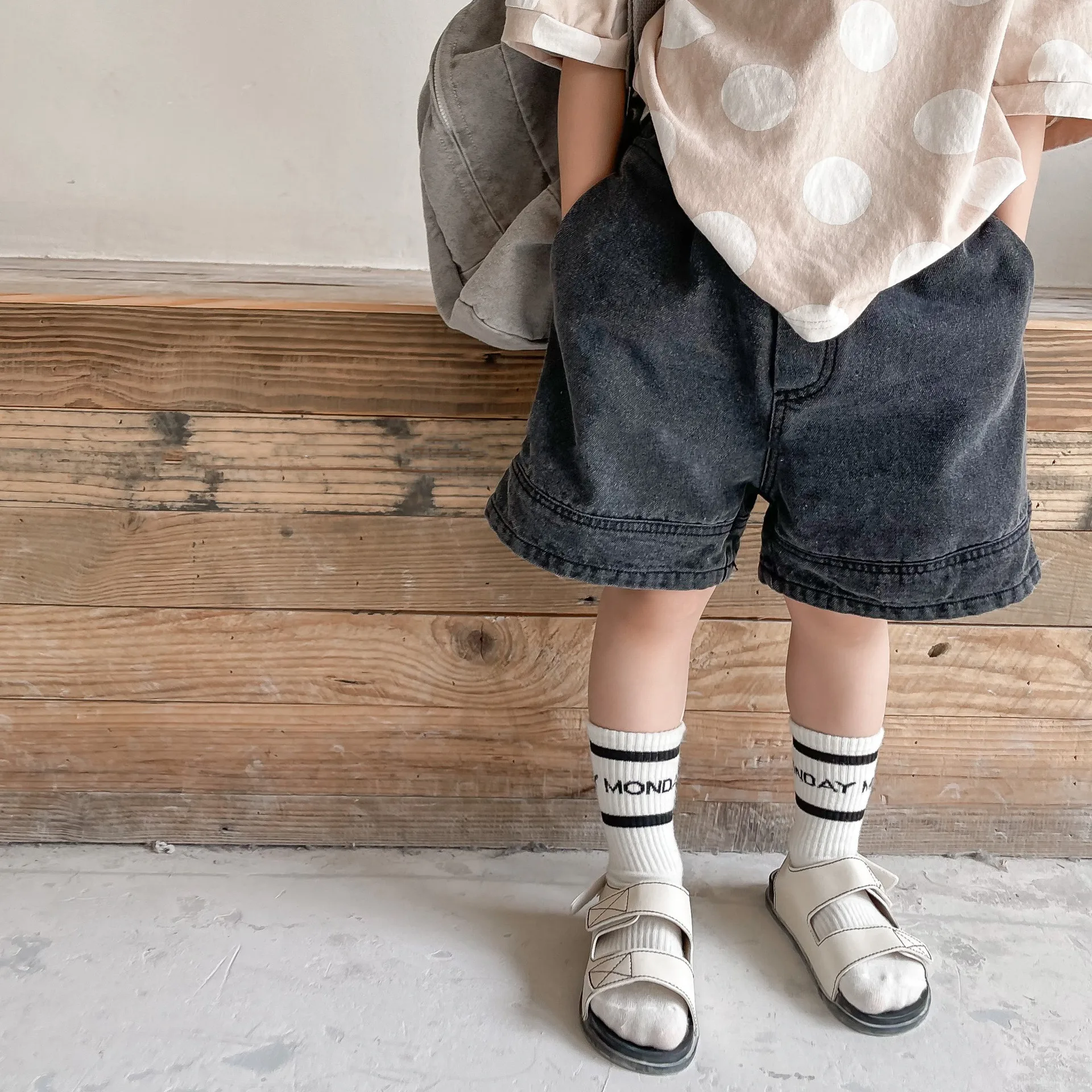 Baby Summer Denim Shorts Boys and Girls Patched Solid Color Short Pants for Kids Toddlers Korean Pants 2119B-1 boys shorts kids denim shorts