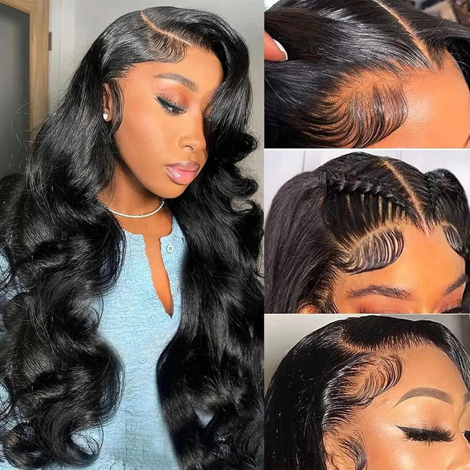 200 Density Body Wave 13x4 HD Transparent Lace Front Human Hair Wig Black 13x6 Lace Frontal Wigs 30 40 Inch PrePlucked Lace 7